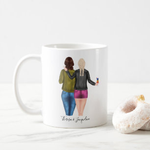 Personlig Blonde Brunette Bästa vänner Kaffemugg
