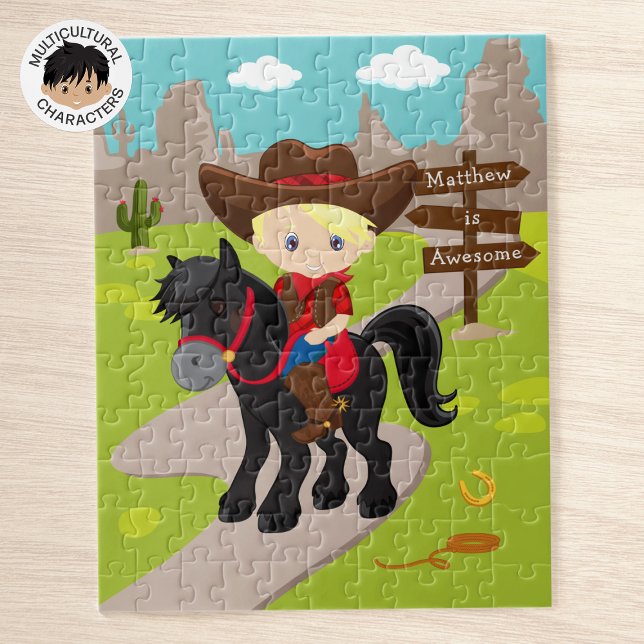 Personlig Blonde Cowboy Jigszle Puzzle Pussel (Skapare uppladdad)
