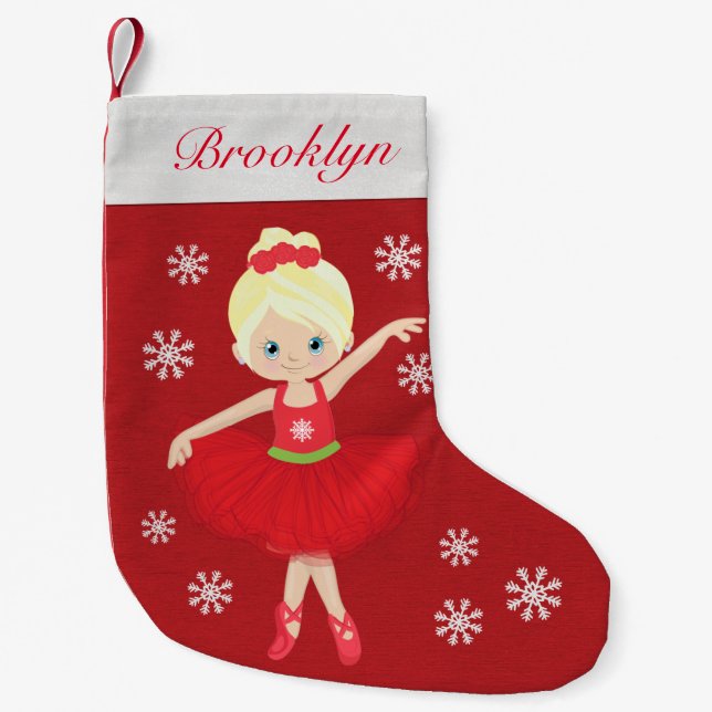 Personlig Blonde jul Ballerina Liten Julstrumpa (Framsidan)
