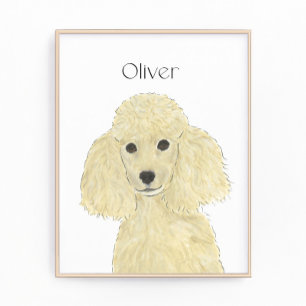 Personlig Blonde Tan Golden Pudel Art Fototryck