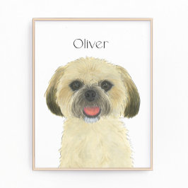 Personlig Blonde Tan Golden Shih Tzu Art Fototryck