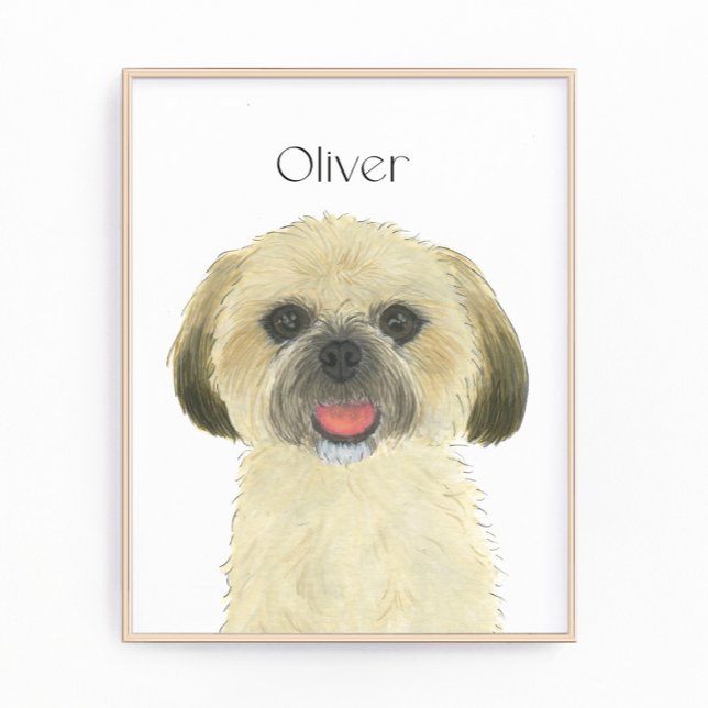 Personlig Blonde Tan Golden Shih Tzu Art Fototryck (Skapare uppladdad)