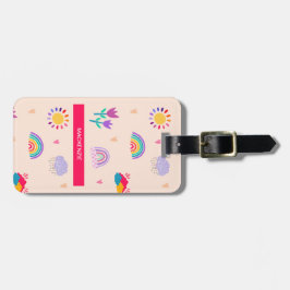 Personlig Blooms & Rainbows Luggage Tag Bagagebricka