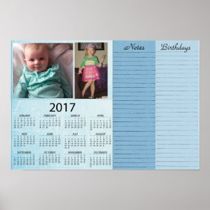 Personlig Blue 2017 Calendar med Baby Photo Poster