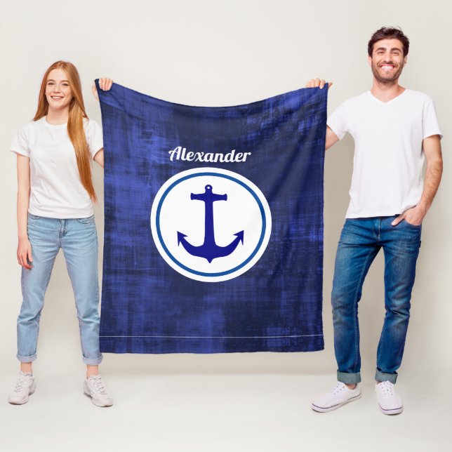 Personlig Blue Anchor Fleecefilt (På plats)