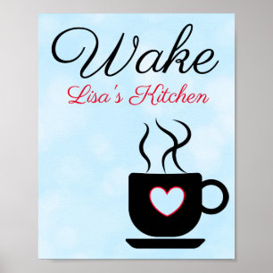 Personlig Blue and Black Wake Sign för köket Poster
