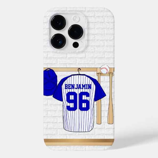 Personlig Blue and White Baseball Jersey (Baksida)