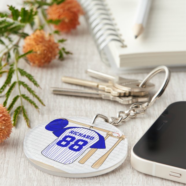 Personlig Blue and White Baseball Jersey (Högra Framsidan)