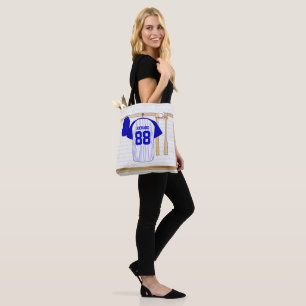 Personlig Blue and White Baseball Jersey Tygkasse
