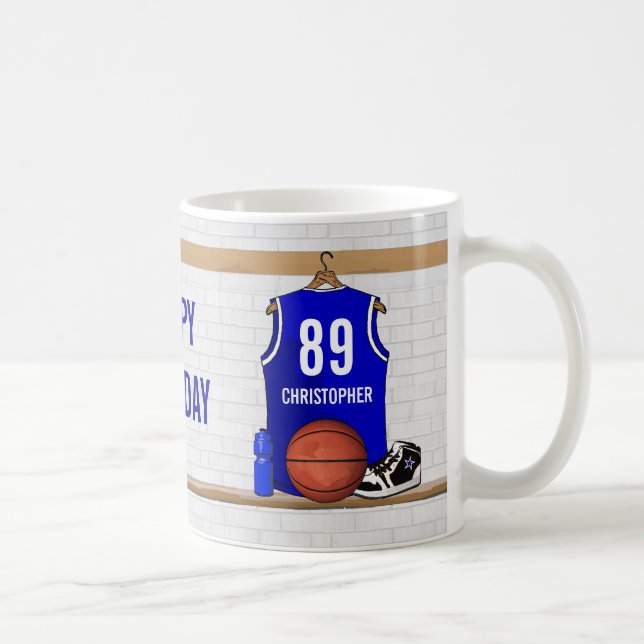 Personlig Blue and White Basketball Jersey Kaffemugg (Höger)