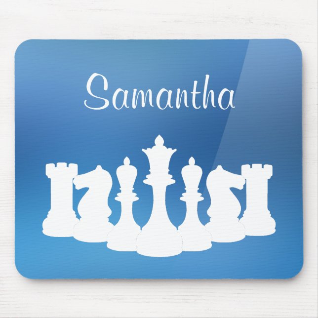 Personlig Blue and White Chess Mousepad Musmatta (Framsidan)