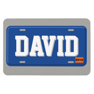 Personlig Blue and White License Plate Magnet