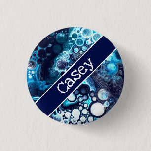 Personlig Blue and White Marble Fluid Art Knapp