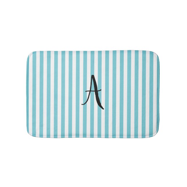 Personlig Blue and White Rand Bath Mat Badrumsmatta (Framsidan)