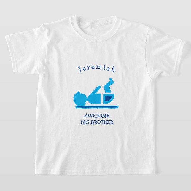 Personlig Blue Baby Afro FANTASTISK BIG BROTHER T Shirt (Laydown)