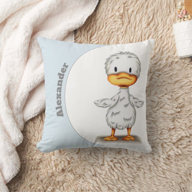 Personlig Blue Baby Anka Nursery Kudde (Filt)