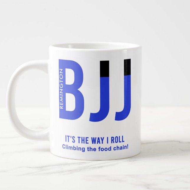 Personlig Blue Bälte Ranked BJJ Jiu Jitsu 20oz Jumbo Mugg (Vänster)