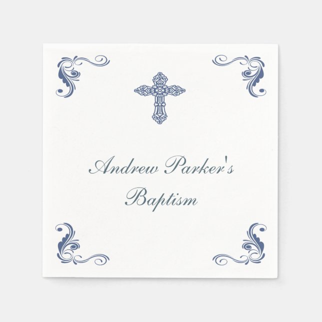 Personlig Blue Baptism/Babykläder Napkins Pappersservett (Framsidan)
