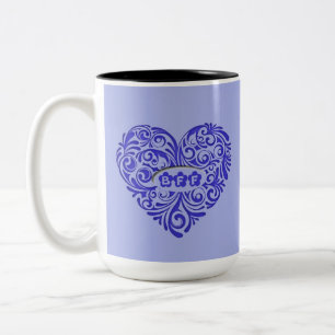 Personlig Blue BFF Heart Mugg