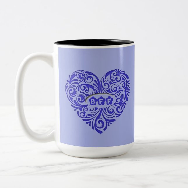 Personlig Blue BFF Heart Mugg (Vänster)