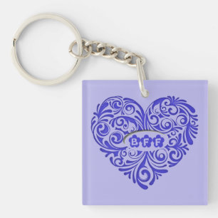 Personlig Blue BFF Heart-Nyckelring