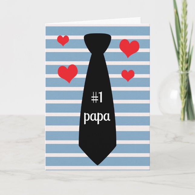 Personlig Blue Black Tie #1 Pappa Fars dag Kort (Framsida)