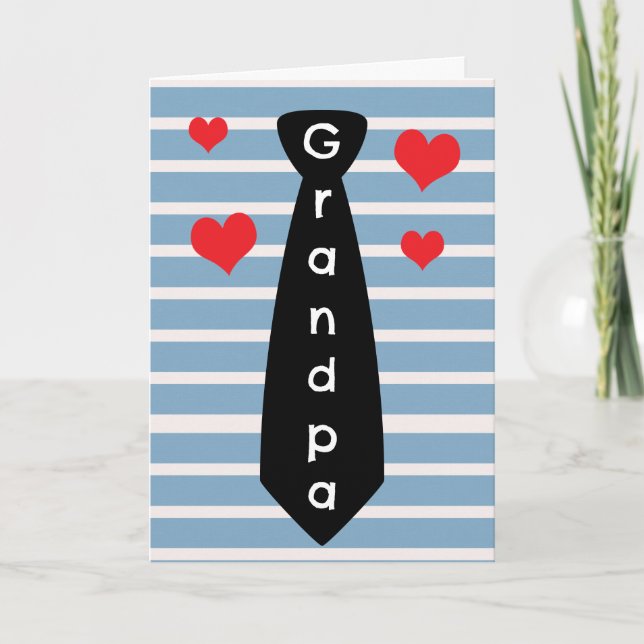 Personlig Blue Black Tie Grandpa Fars dag Kort (Framsida)