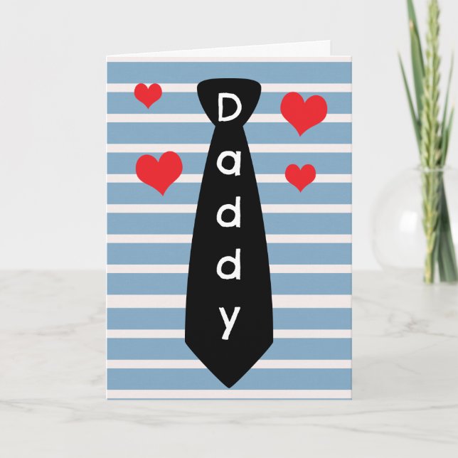 Personlig Blue Black Tie pappa Fars dag Kort (Framsida)