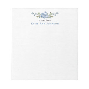 Personlig Blue Blommigt Anpassningsbar Stationery Anteckningsblock