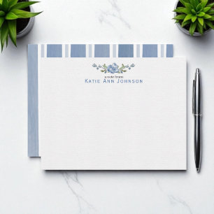 Personlig Blue Blommigt Anpassningsbar Stationery Anteckningskort
