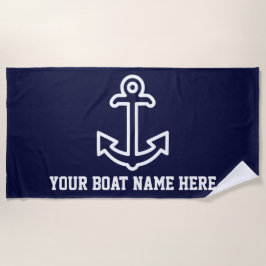 Personlig Blue Boat Anchor Beach Towel