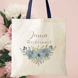 Personlig Blue Botanical Blommigt Bridesmaid Tygkasse