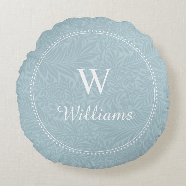 Personlig Blue Botanical Mönster Rund Kudde (Framsidan)