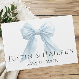 Personlig Blue Bow Girl Coquette Baby Shower Gästböcker
