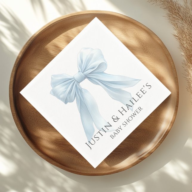 Personlig Blue Bow Girl Coquette Baby Shower Pappersservett (Skapare uppladdad)