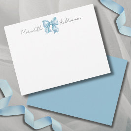 Personlig Blue Bow Namn Monogram Anteckningskort