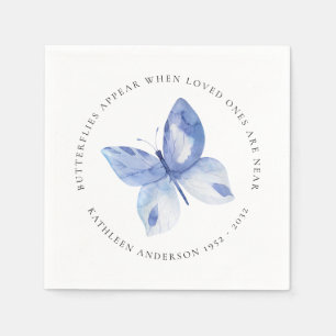 Personlig Blue Butterfly Funeral Wake Pappersservett