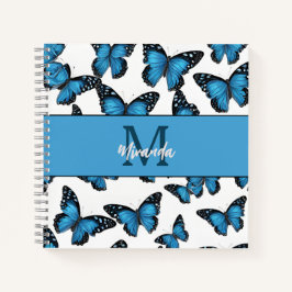 Personlig Blue Butterfly Monogram Sketchbook