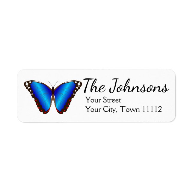 Personlig Blue Butterfly Returetiketters Returadress Etikett (Framsidan)