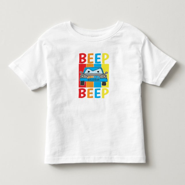 Personlig Blue Car Beep Beep Småbarn T-Shirt (Framsida)