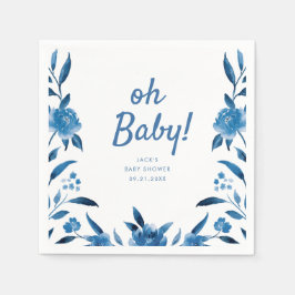 Personlig Blue Chinoiserie blommigt babydusch Pappersservett