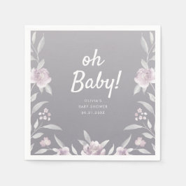 Personlig Blue Chinoiserie blommigt babydusch Pappersservett