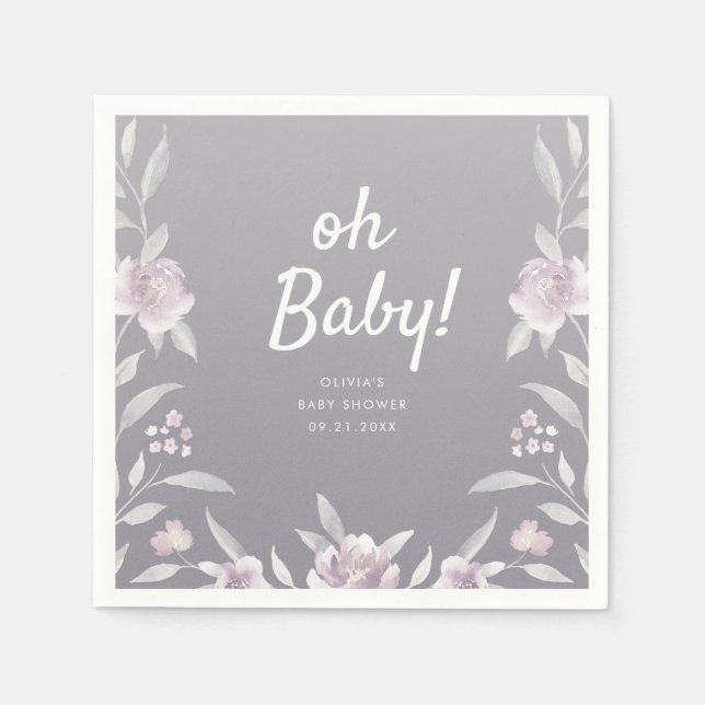 Personlig Blue Chinoiserie blommigt babydusch Pappersservett (Framsidan)