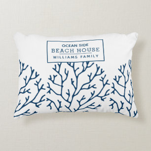 Personlig Blue Coral Mönster - Beach House Prydnadskudde