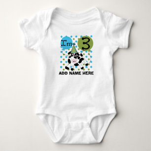 Personlig Blue Cow 3:e födelsedagstjorta T-shirt