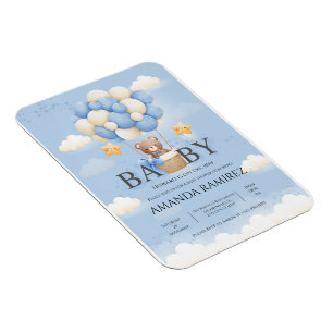 Personlig Blue & Cream Elephant Baby Shower Magnet
