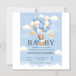 Personlig Blue & Cream Elephant Baby Shower Magnetisk Inbjudningskort