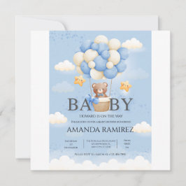 Personlig Blue & Cream Elephant Baby Shower Spara Datumet