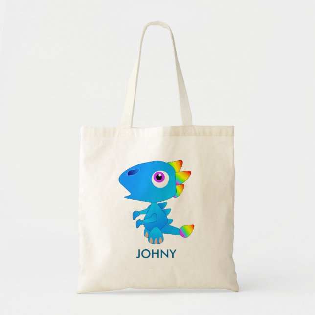 Personlig Blue Cute Dragon Tote Bag Tygkasse (Framsidan)