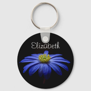 Personlig Blue Daisy Gerbera Flower Nyckelring